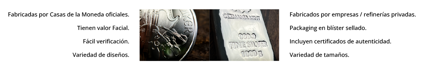 lingotes o moendas de plata