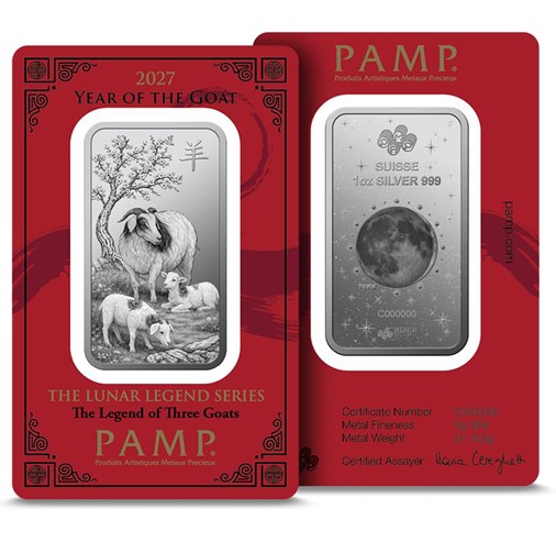 Lingote de Plata PAMP Año de la Cabra de 1oz