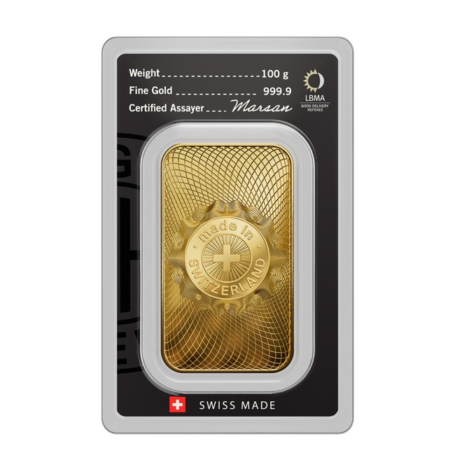 Lingote de Oro Argor-Heraeus Classic de 100g reverso