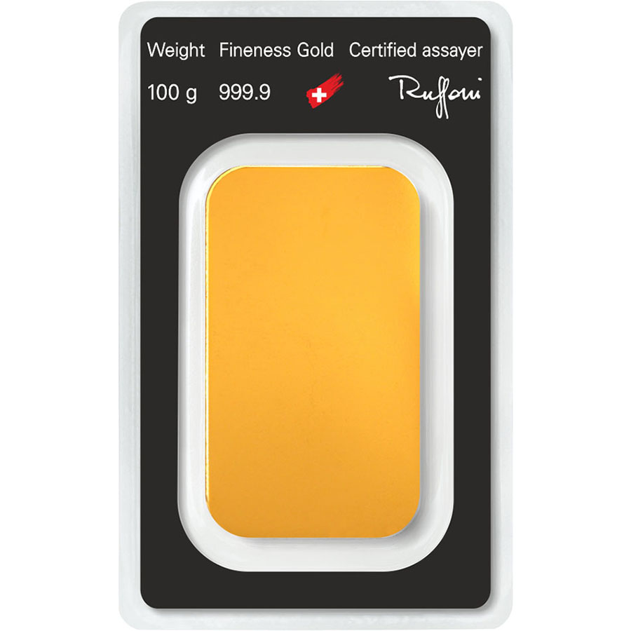 Lingote de Oro Argor-Heraeus Classic de 100g reverse