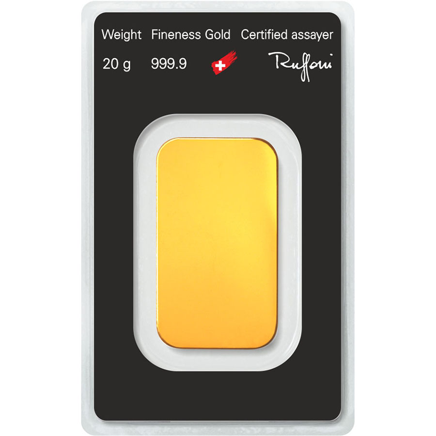 Lingote de Oro Argor-Heraeus Classic de 20g reverse