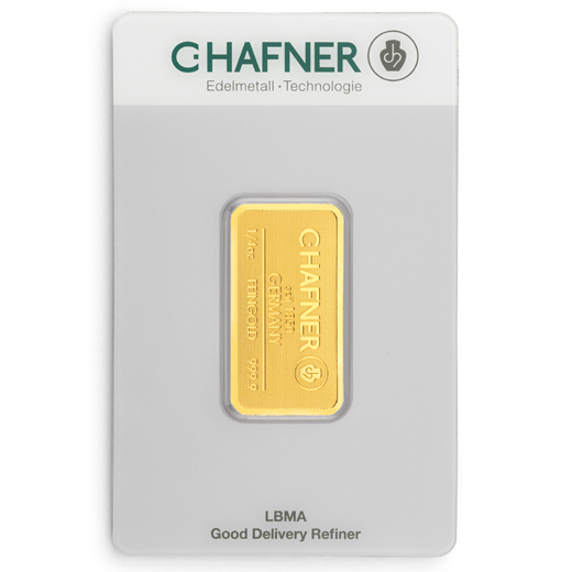 Lingote de Oro C Hafner de 1/4oz
