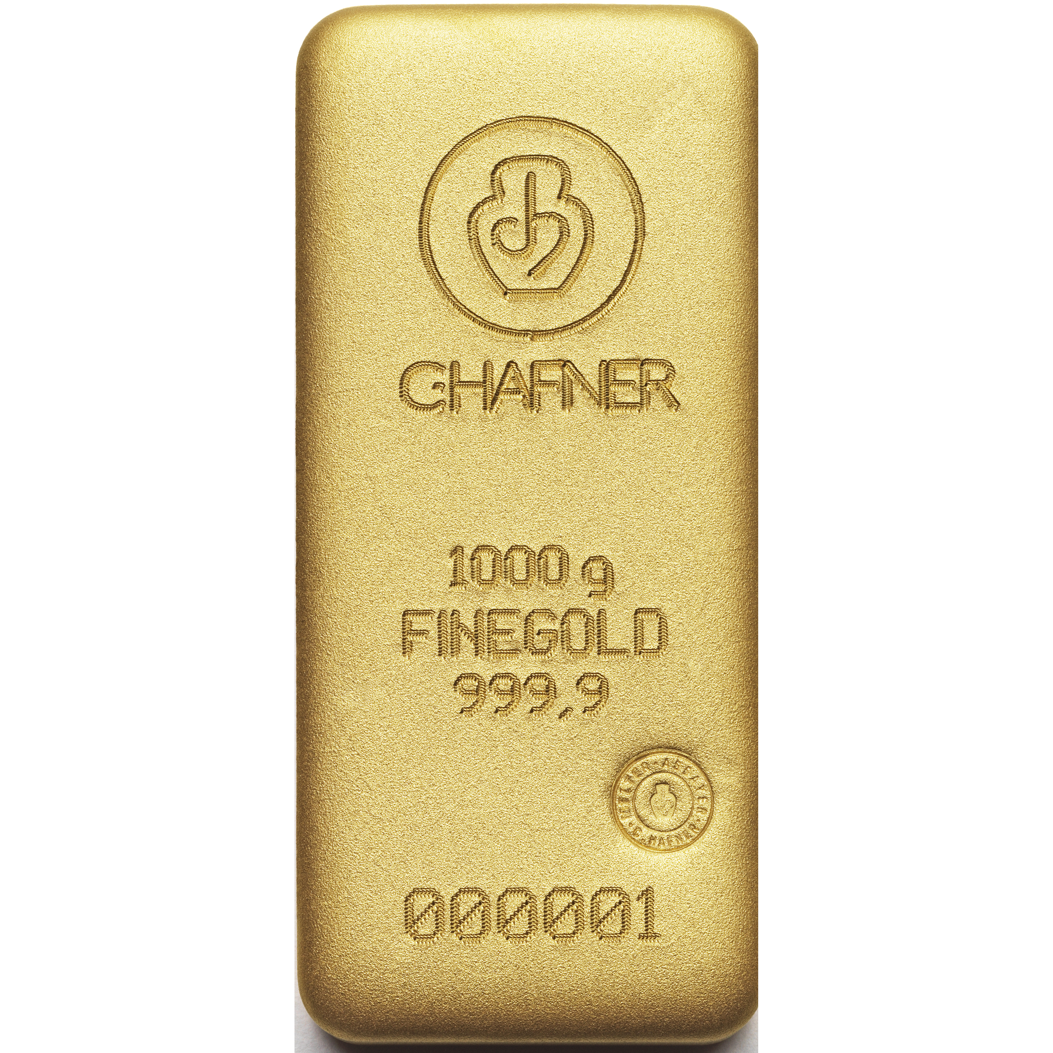 Lingote de Oro C Hafner de 1kg detalle