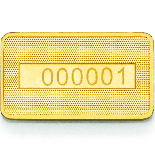 Lingote de Oro C Hafner de 2g detalle reverse