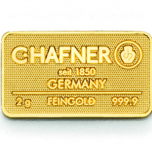 Lingote de Oro C Hafner de 2g detalle