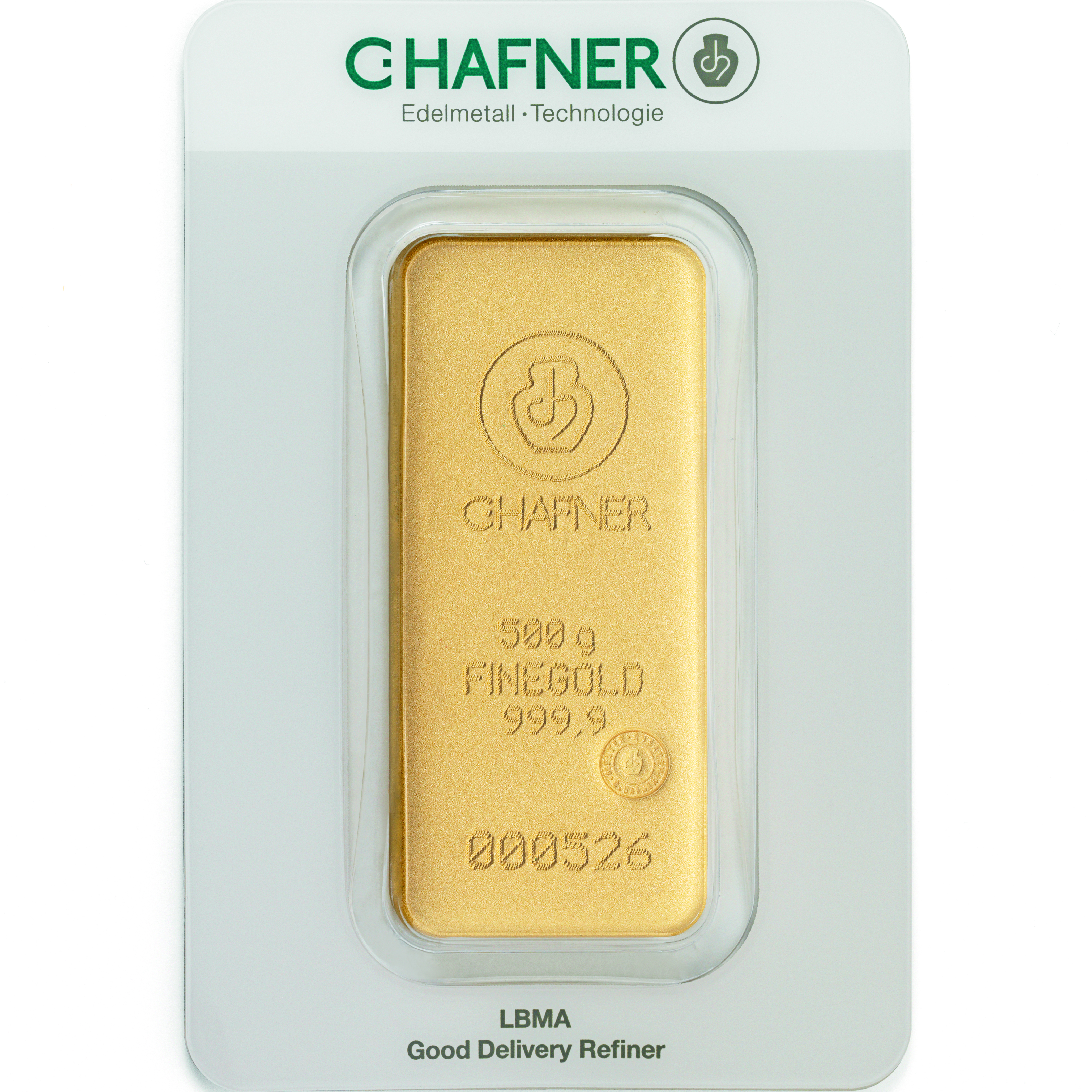 Lingote de Oro C Hafner de 500g reverse