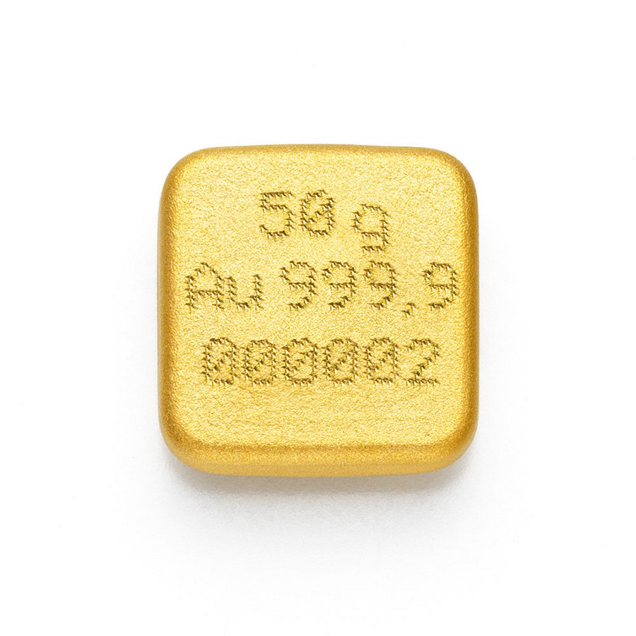 Lingote de Oro C Hafner Casted de 50g detalle reverse