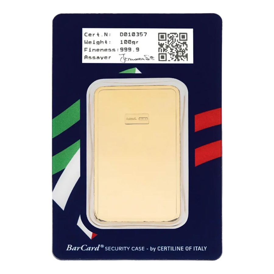 Lingote de Oro Italpreziosi de 100g reverse