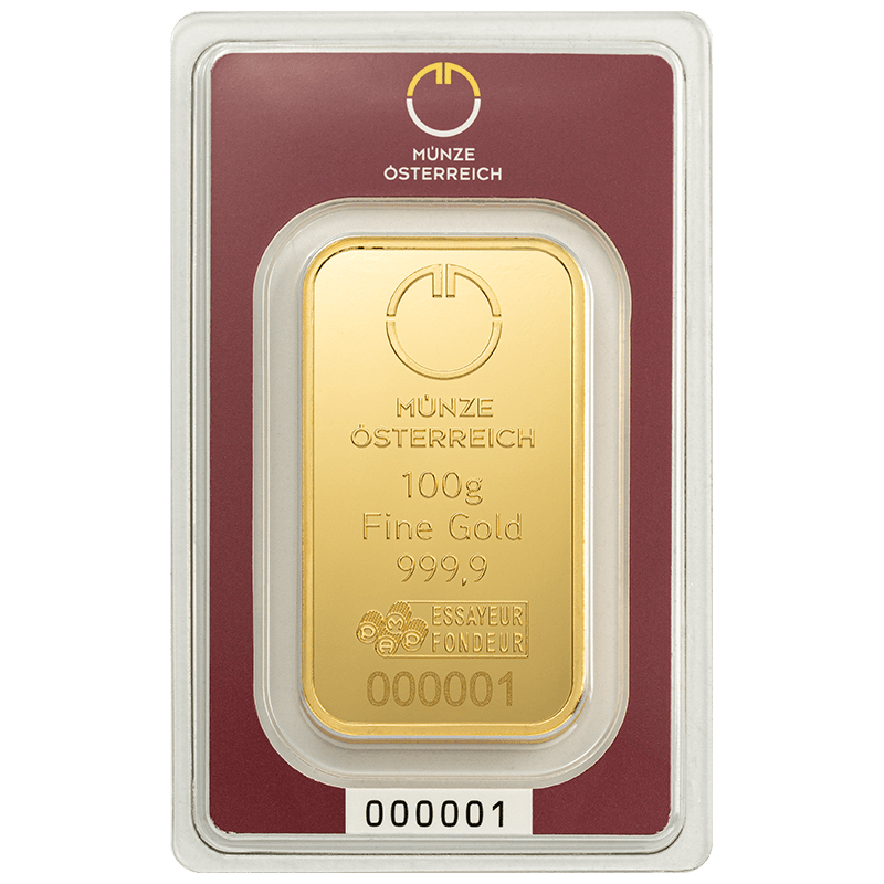 Lingote de Oro Münze Österreich de 100g