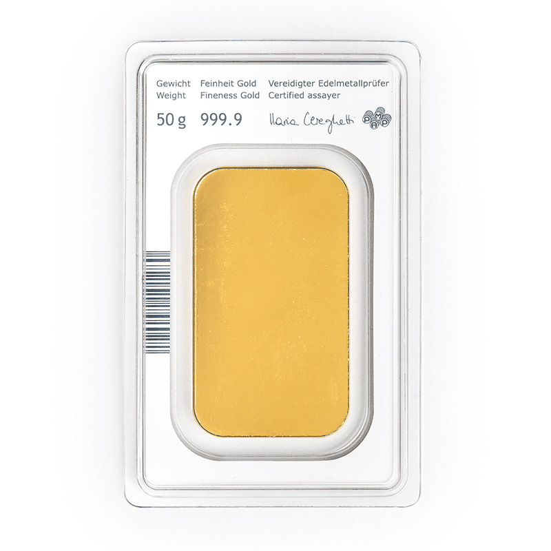 Lingote de Oro Münze Österreich de 50g reverse