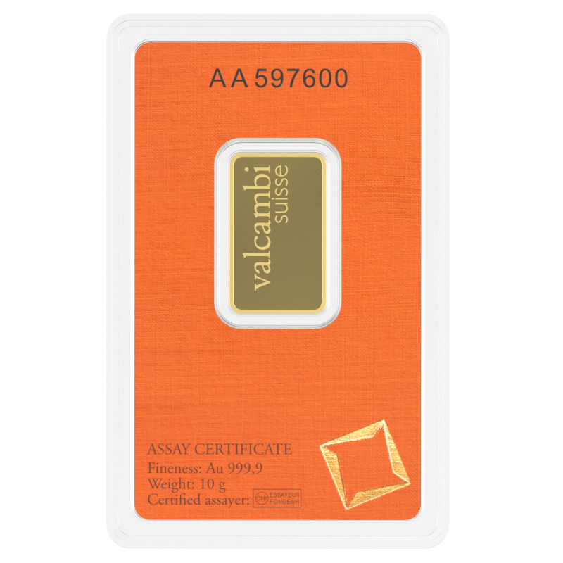 Lingote de Oro Valcambi de 10g reverse