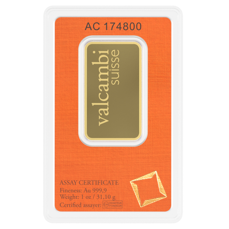 Lingote de Oro Valcambi de 1oz reverse