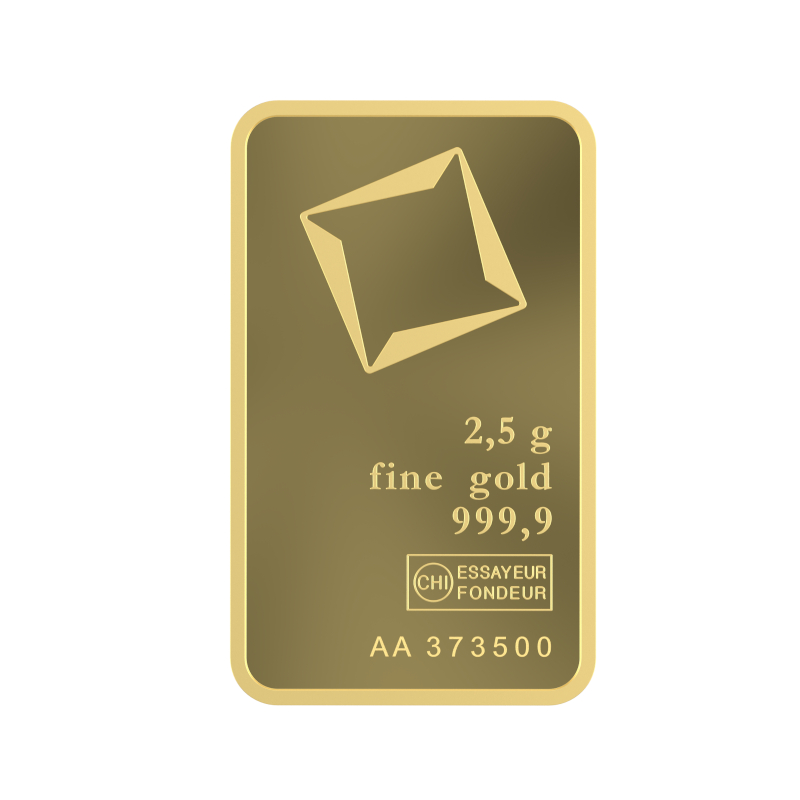 Lingote de Oro Valcambi de 2,5g 2 