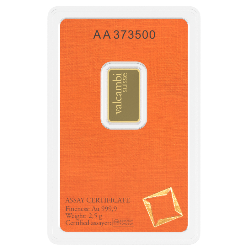 Lingote de Oro Valcambi de 2,5g reverse