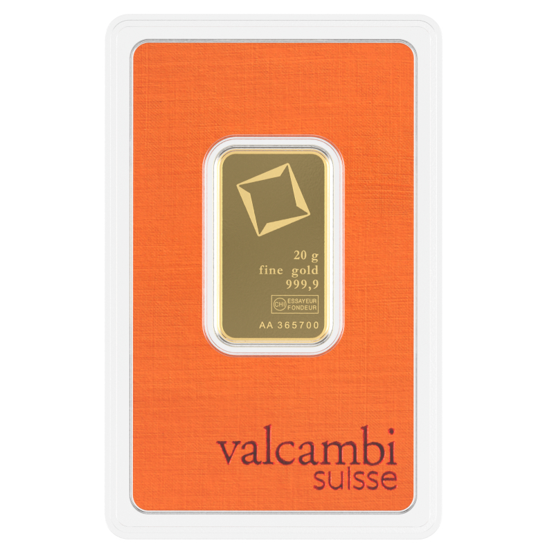 Lingote de Oro Valcambi de 20g