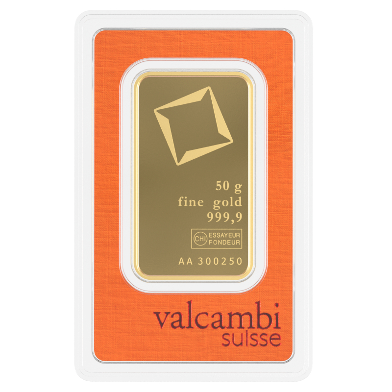Lingote de Oro Valcambi de 50g