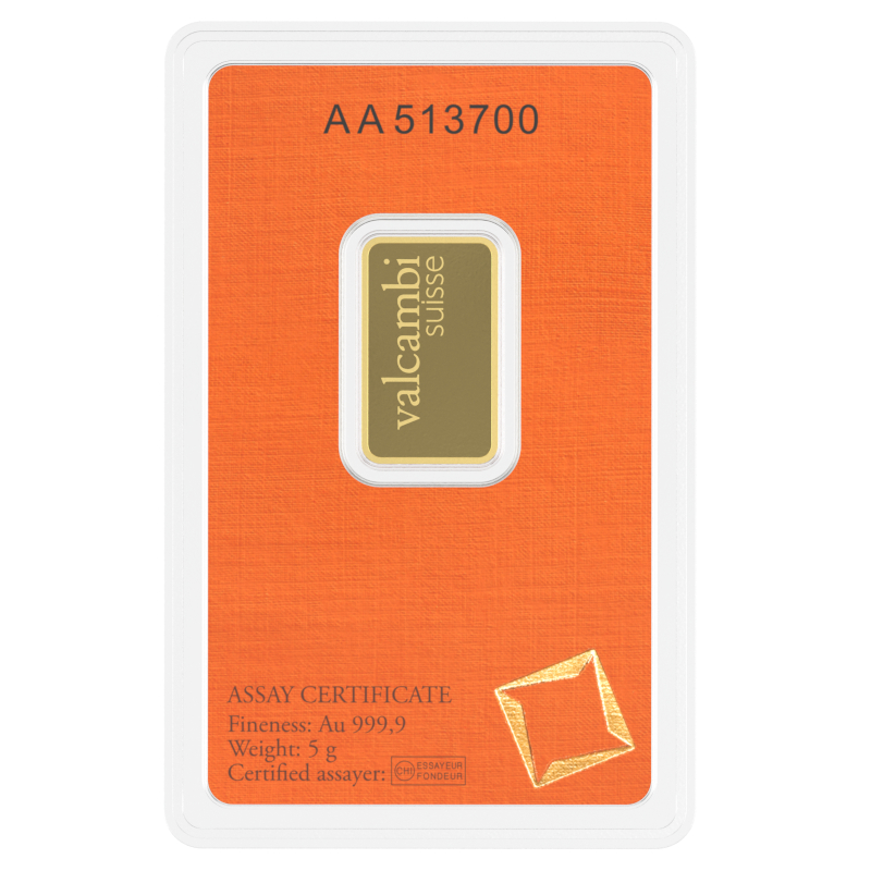 Lingote de Oro Valcambi de 5g reverse