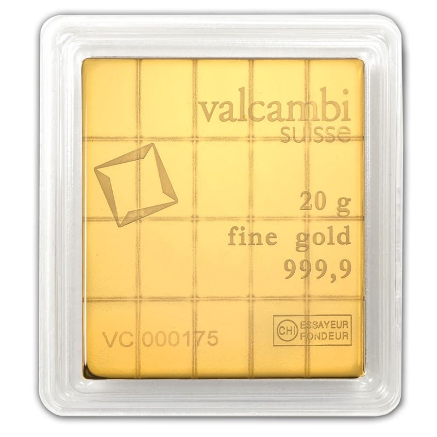 Lingote de Oro Valcambi CombiBar de 20g reverse