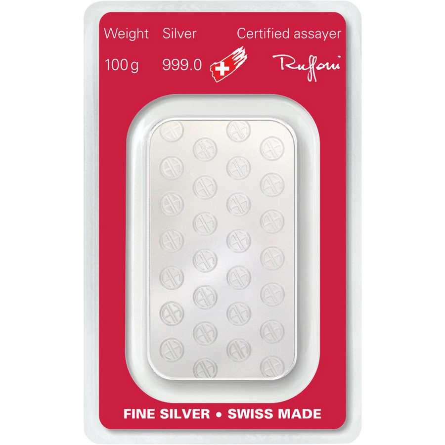 Lingote de Plata Argor-Heraeus de 100g reverse