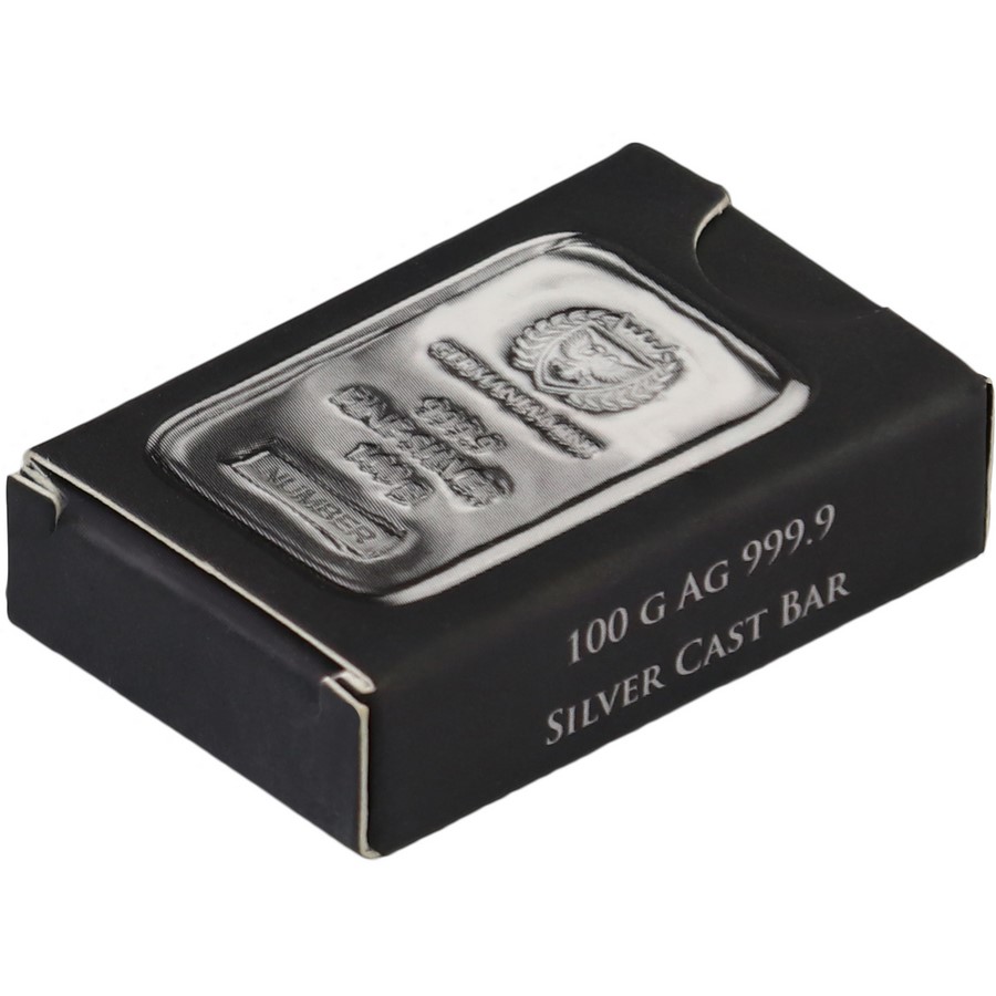 Lingote de Plata Germania Mint de 100g caja