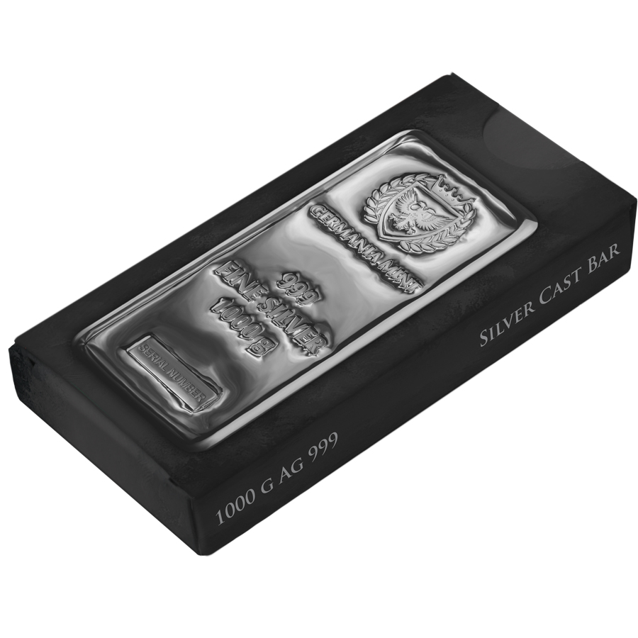 Lingote de Plata Germania Mint de 1kg detalle