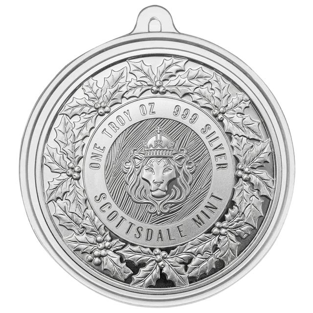 Medalla de Plata Camioneta con Arbol de Navidad - Color 1 oz reverso