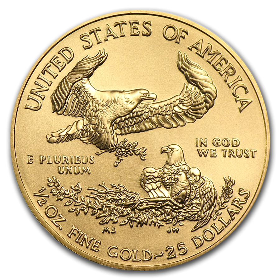 Moneda de Oro American Eagle 2020 1/2 oz reverse