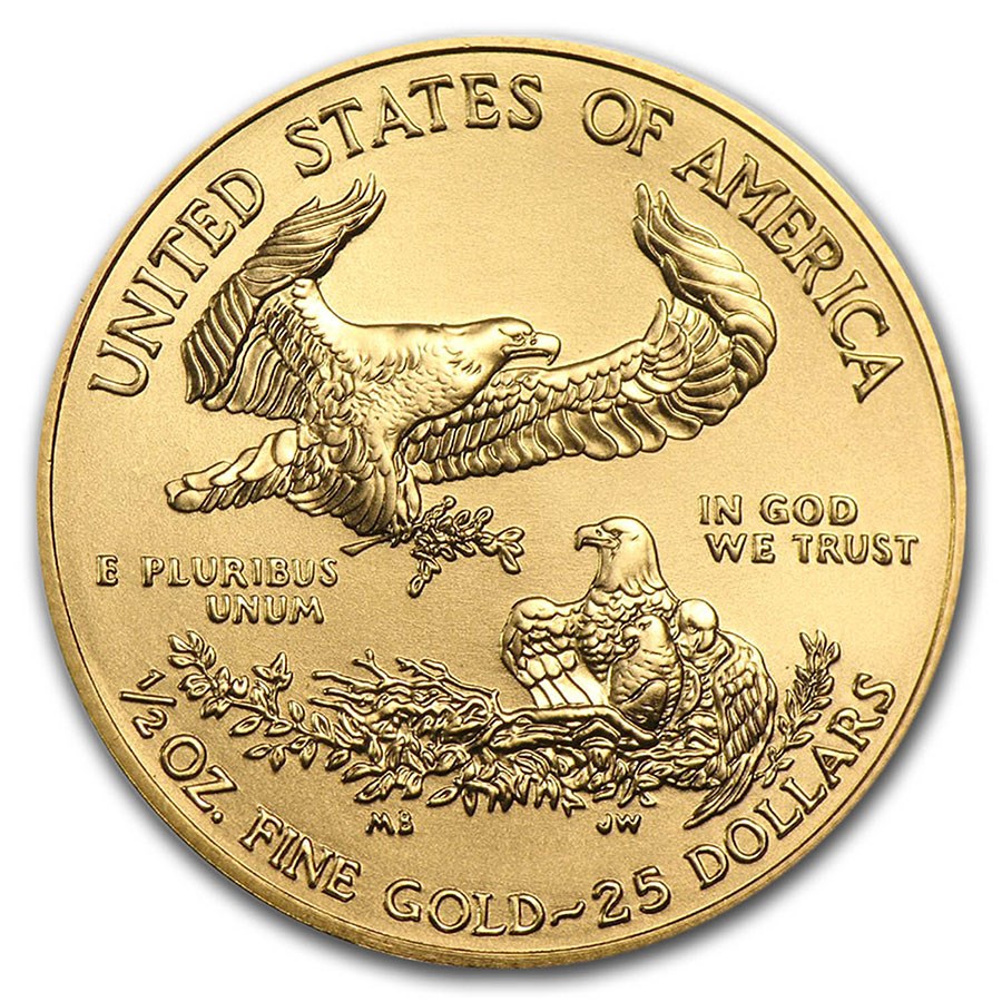 Moneda de Oro American Eagle 2021 1/2 oz reverse