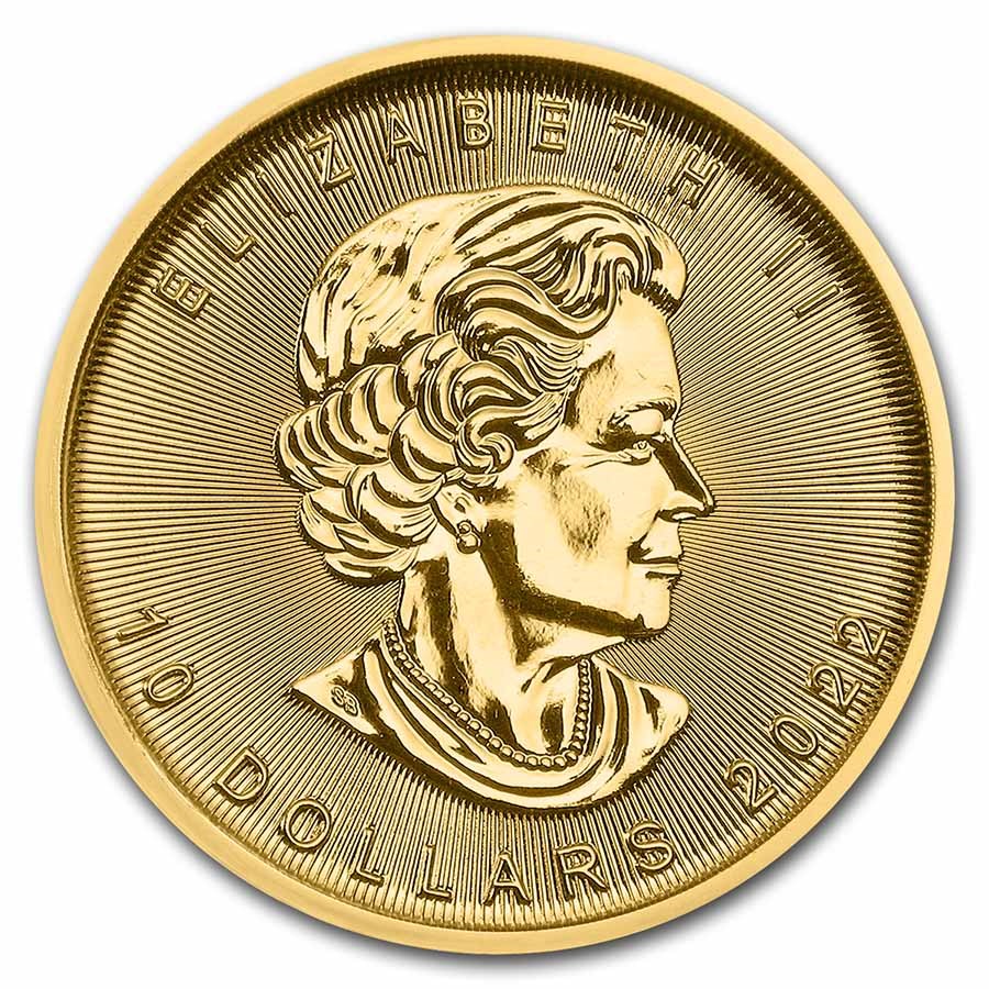 Moneda de Oro Maple Leaf 2022 1/4 oz reverse