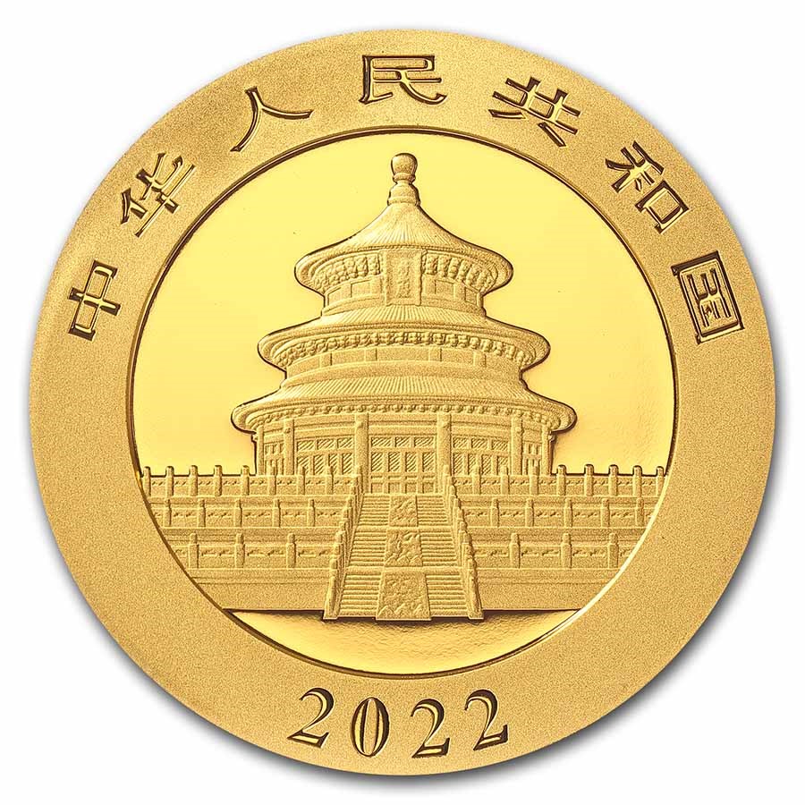 Moneda de Oro Panda 2022 reverse