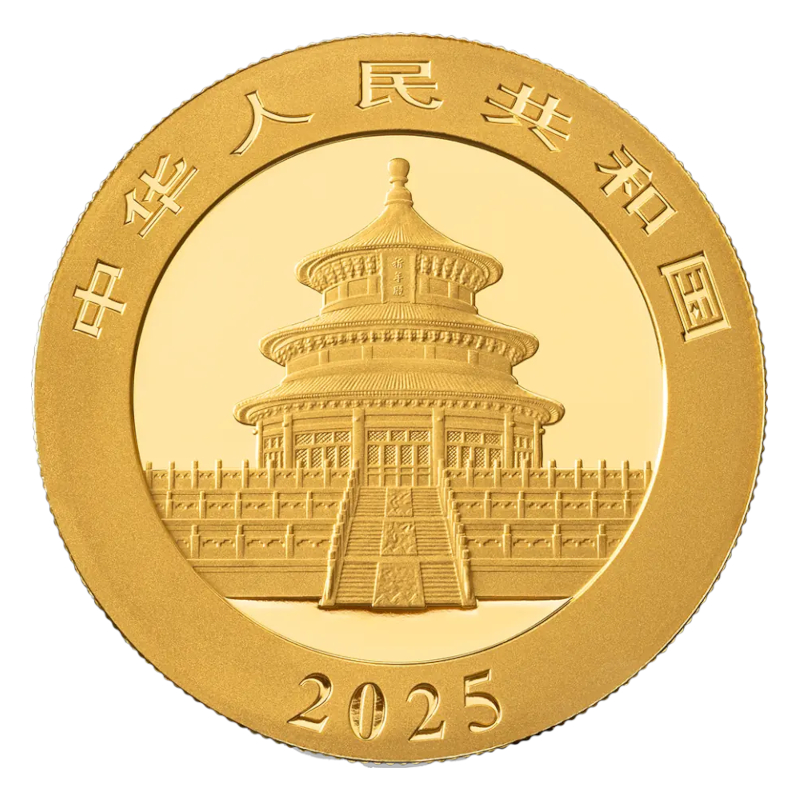 Moneda de Oro Panda 2025 30 g reverse