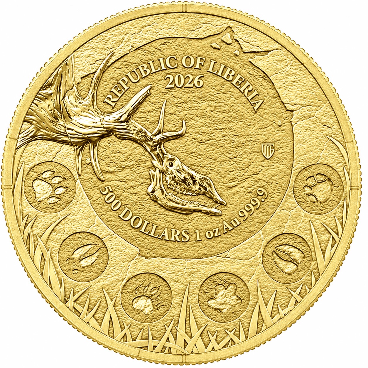 Moneda de Oro Ciervo Gigante 2026 1 oz reverso