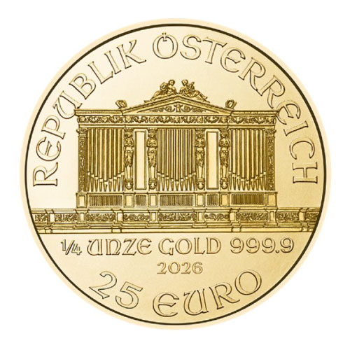 Moneda de Oro Filarmónica 2026 1/4 oz reverse