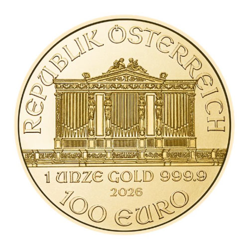 Moneda de Oro Filarmónica 2026 1 oz reverse
