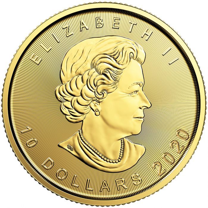 Moneda de Oro Maple Leaf 2020 1/4 oz reverse