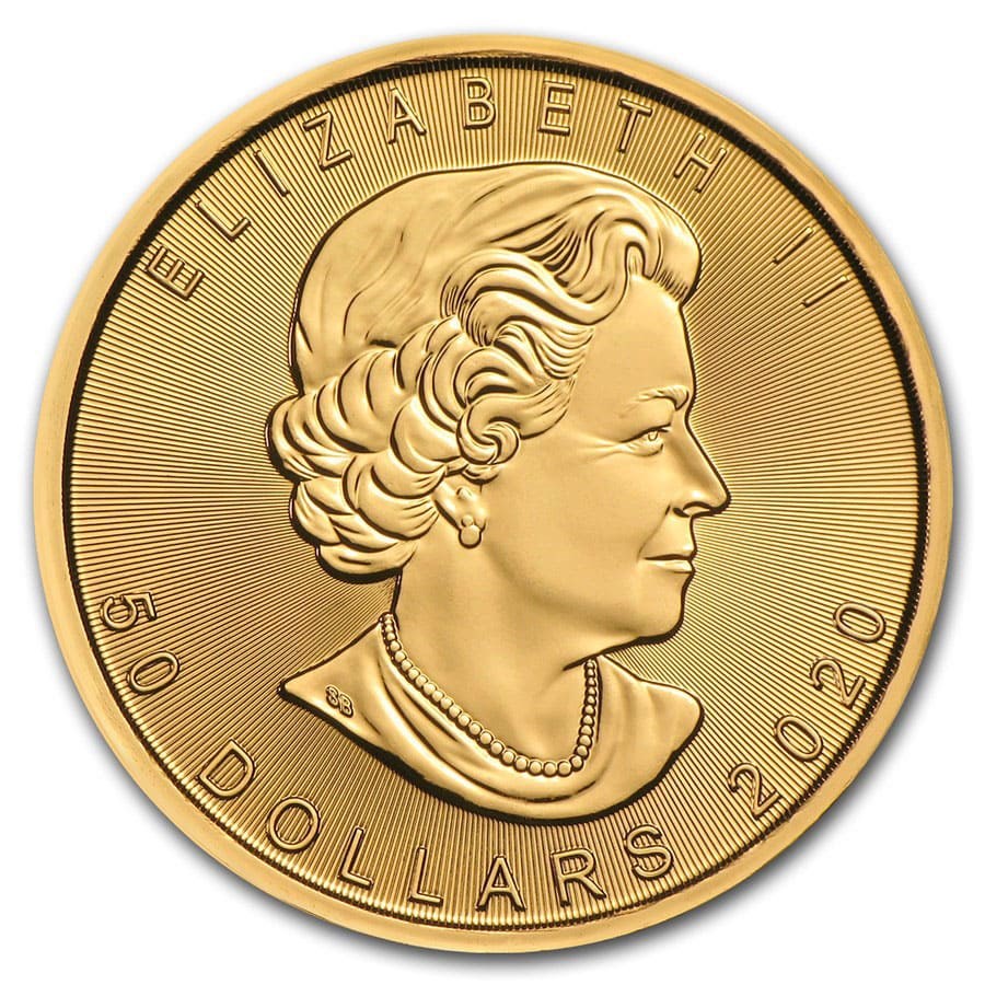 Moneda de Oro Maple Leaf 2020 1 oz reverse