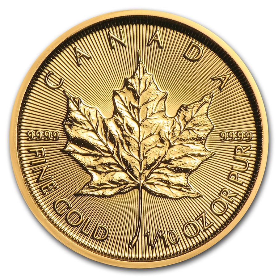 Moneda de Oro Maple Leaf 2021 1/10 oz