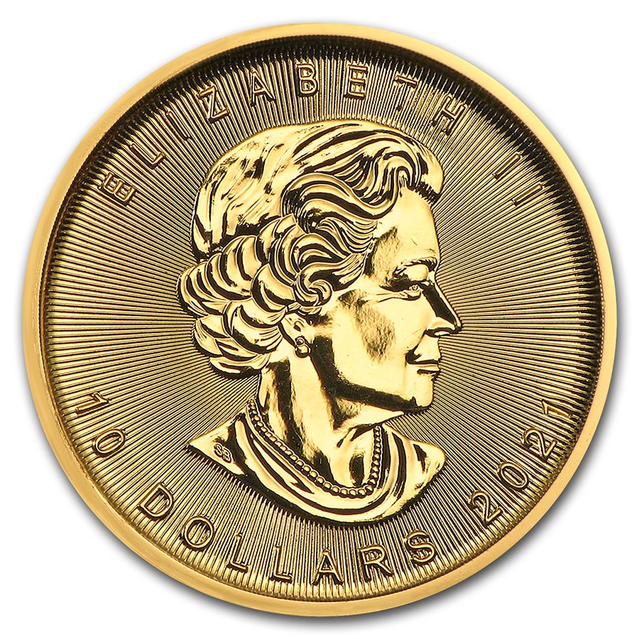 Moneda de Oro Maple Leaf 2021 1/4 oz reverse