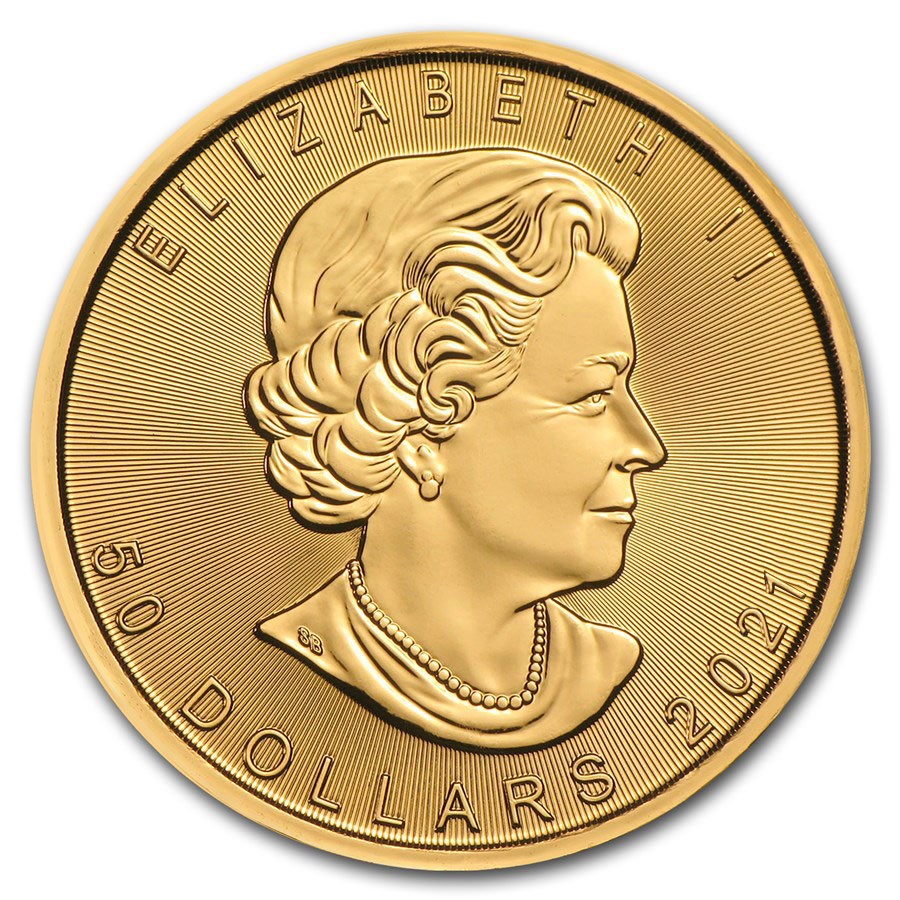 Moneda de Oro Maple Leaf 2021 1 oz reverse