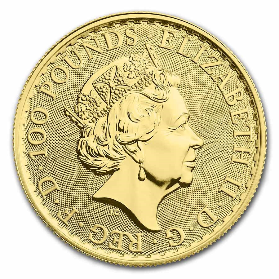 Moneda de Oro Britannia 2022 1 oz reverse