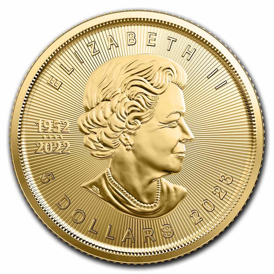 Moneda de Oro Maple Leaf 2023 1/10 oz reverse