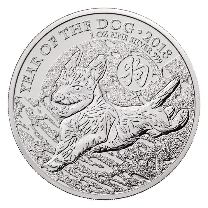Moneda de Plata Año del Perro UK 2018 1 oz