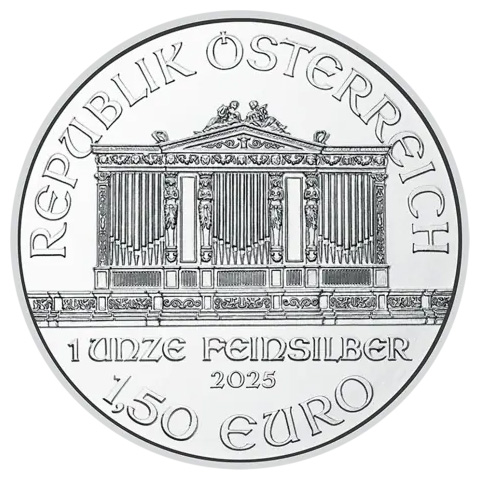 Moneda de Plata Filarmónica 2025 1 oz reverse