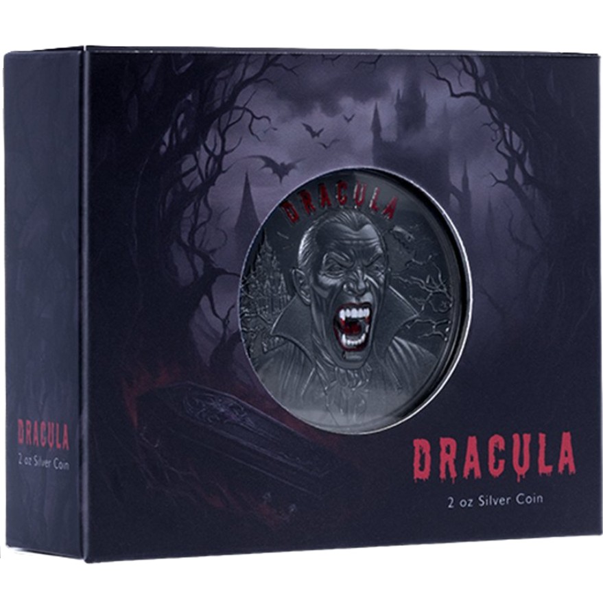 Moneda de Plata Drácula - Despierta en la oscuridad 2 oz caja