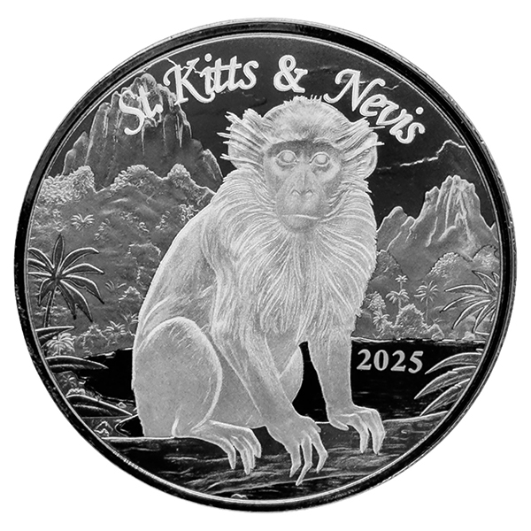 Moneda de Plata EC8 San Cristóbal y Nieves - Mono Verde 2025 1 oz