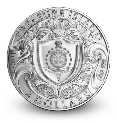 Moneda de Plata Isla del Tesoro 2026 1 oz reverse