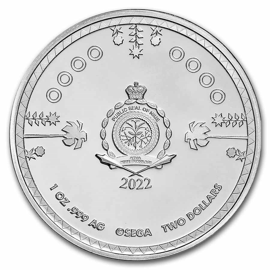 Moneda de Plata Sonic The Hedgehog 2022 1 oz reverse