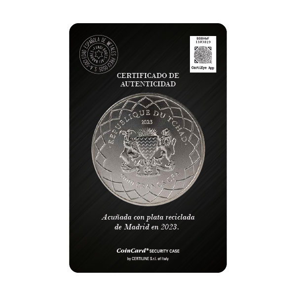 Moneda de Plata Cibeles 2023 1 oz CoinCard Reverse