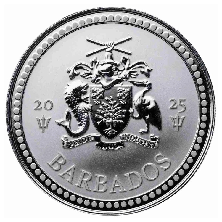 Moneda de Plata Tridente de Barbados 2025 1 oz reverse