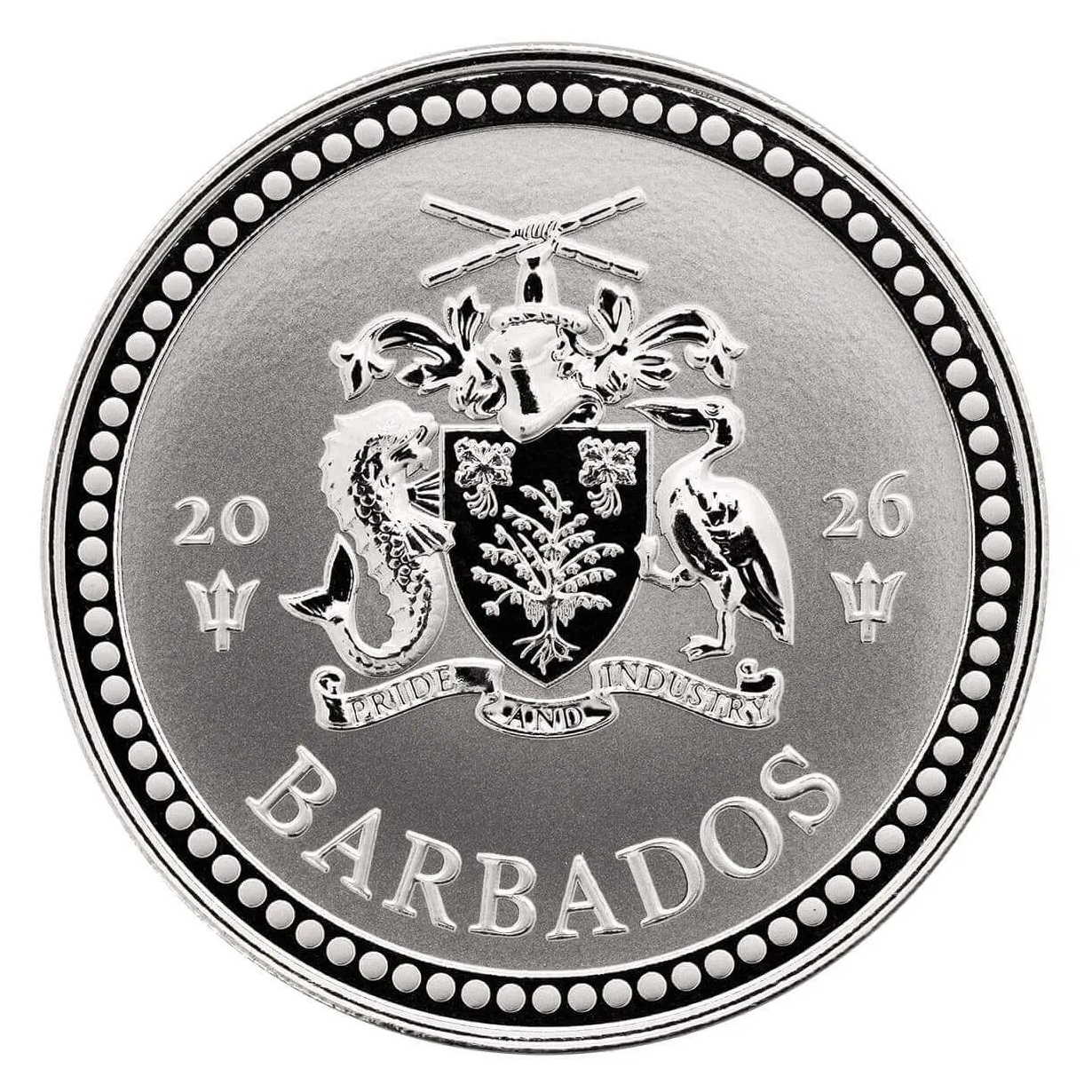Moneda de Plata Tridente de Barbados 2026 1 oz reverse